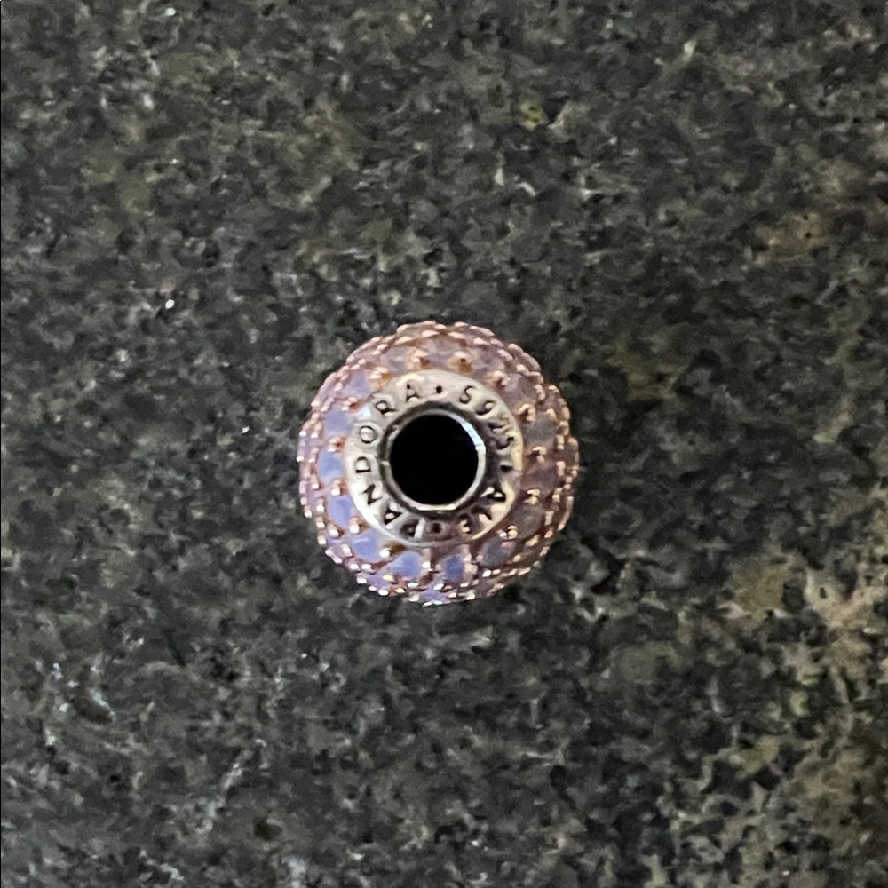 Elegant Pandora Silver and Rose Gold Pink Beaded Charm with “Love” engraved - Picture 3 of 6
